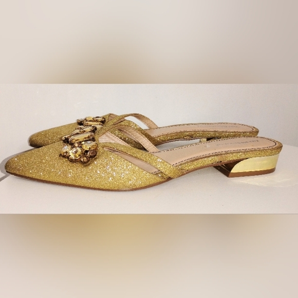 Zara Glittering Gold Mules with Jewel Accents - Picture 5 of 9